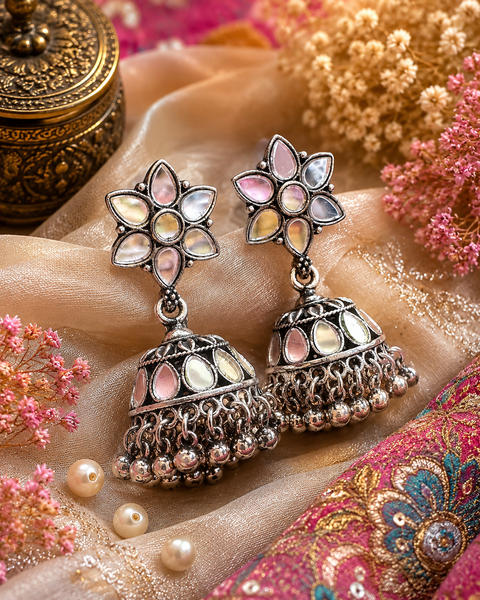 Beautiful oxidised small jhumka ( slight variations in color and design is possible)