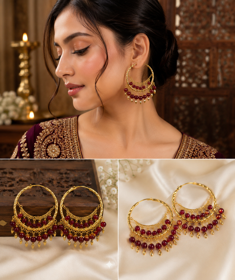 Pearls With Pipal Patti Punjabi Balian (slight variations in color and design is possible)