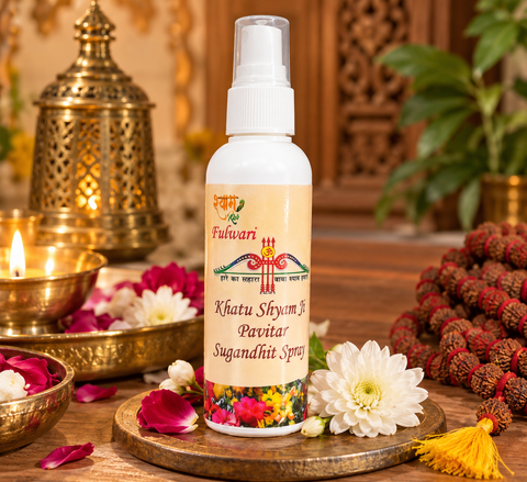 Khatu Shyam Ji Pavitar Sugandhit Spray -Fulwari Fragrance (100ml) A soothing fragrance, perfect for temples, pooja rooms and daily prayers. Creates a refreshing and peaceful atmosphere. Fragrance: Fulwari 100ml Ideal for: Temple, Pooja Spiritual