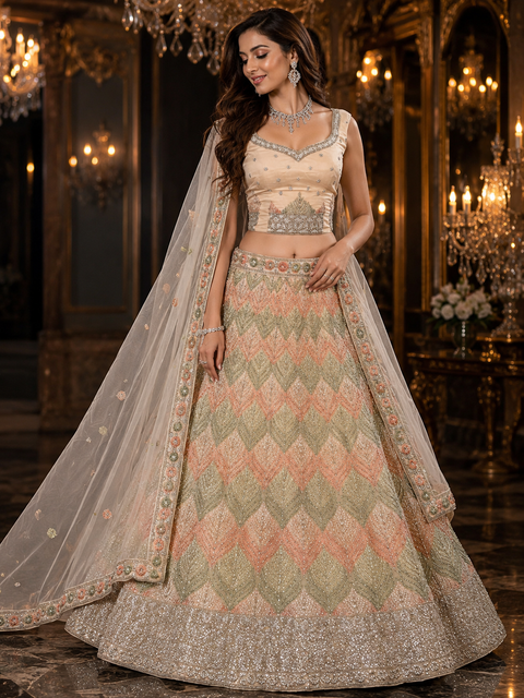 (Video clip attached)Unstitched Lehnga beautiful embroidery work & stones work heavy layered ken ken Designer party wear Lehnga with embroidery work on blouse & and dupatta(model is for reference only) slight variation in color and design is possible)