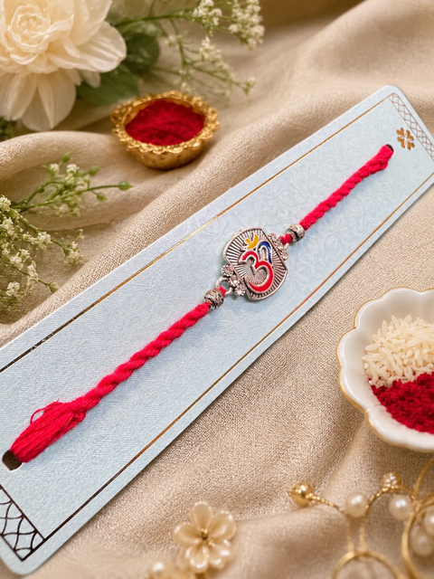 Beautiful Stone Work Rakhi in nice pack gift card