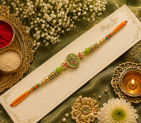 Krishna design Meenakari work Beautiful Stone Work Rakhi in nice box pack