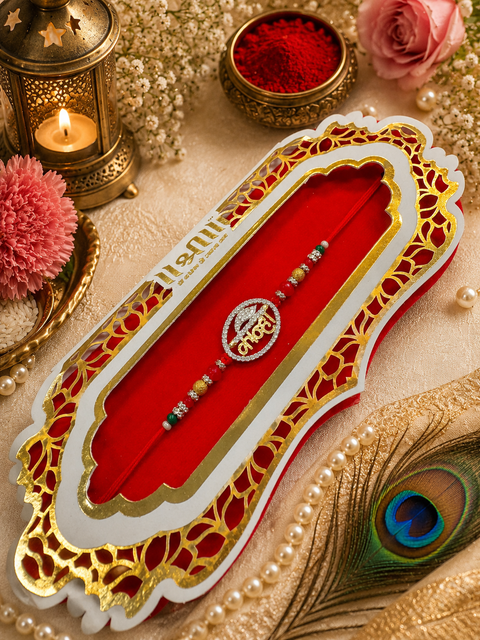 AD stone Beautiful Stone Work Rakhi in nice pack gift card