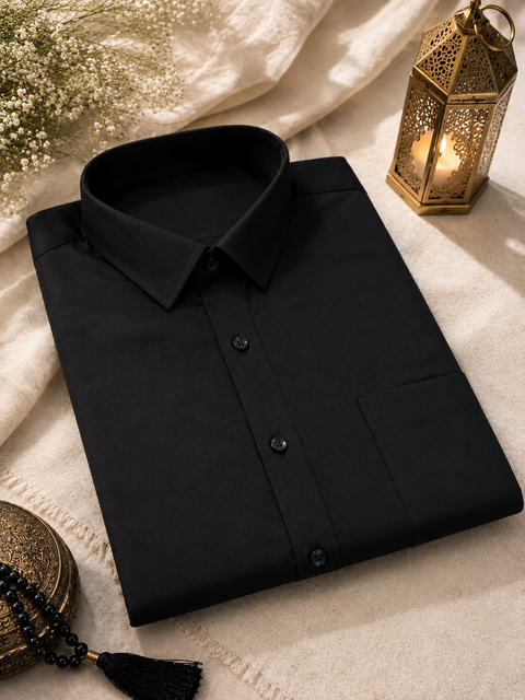 Black colour linen based kurta with pants (slight variation in color and design is possible )