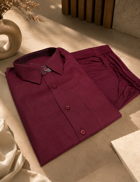 Cotton Linen Based Men’s Kurta With Pants (Slight Variation In Color And Design Is Possible )
