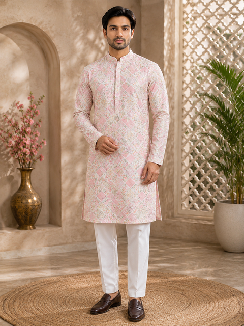 Cotton Rayon based very soft beautiful Print work with sequin work at front and back designer Kurta & Pajama (slight variation in color and design is possible)