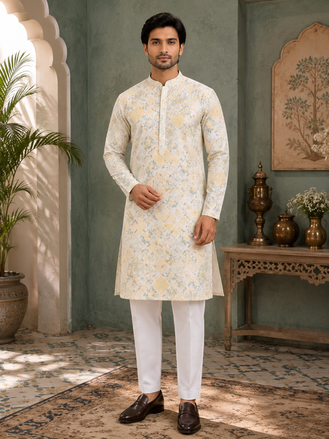 Cotton Rayon based very soft beautiful Print work with sequin work at front and back designer Kurta & Pajama (slight variation in color and design is possible)