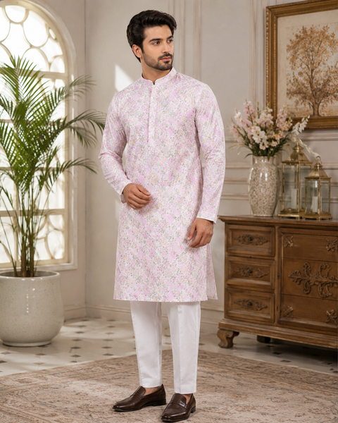 Cotton Rayon based very soft beautiful Print work with sequin work at front and back designer Kurta & Pajama (slight variation in color and design is possible)