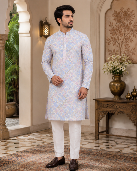 Cotton Rayon based very soft beautiful Print work with sequin work at front and back designer Kurta & Pajama (slight variation in color and design is possible)