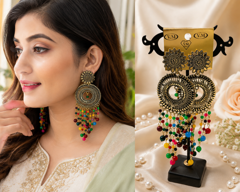 Beautiful Oxidised multicoloured Earrings( slight variations in color and design is possible)