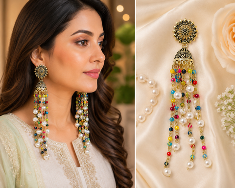 Oxidised Jhumka earrings ( slight variations in color and design is possible)