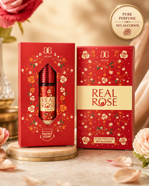 Real Rose Pure Perfume – a beautiful, long-lasting rose fragrance with no alcohol, perfect for everyday use.
 (6ml)