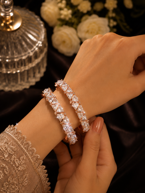 Rosegold and silver design American diamond Kade (2 KAde) ( slight variation in color and design is possible)