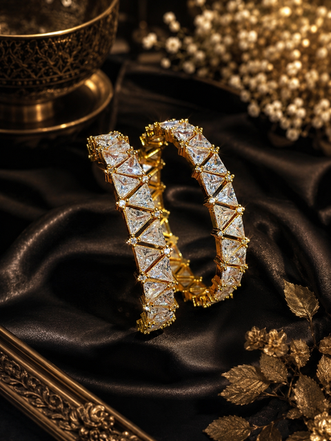 Golden and silver design American diamond Kade (2 KAde)with beautiful design ( slight variations in color and design is possible)