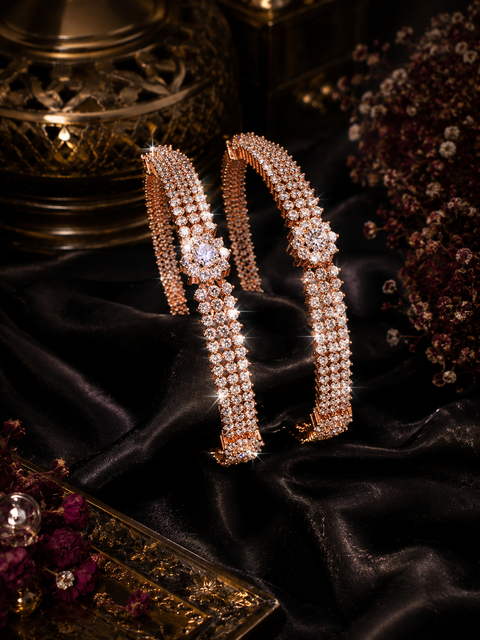 Rose Gold Stone Beautiful American Diamond Kade