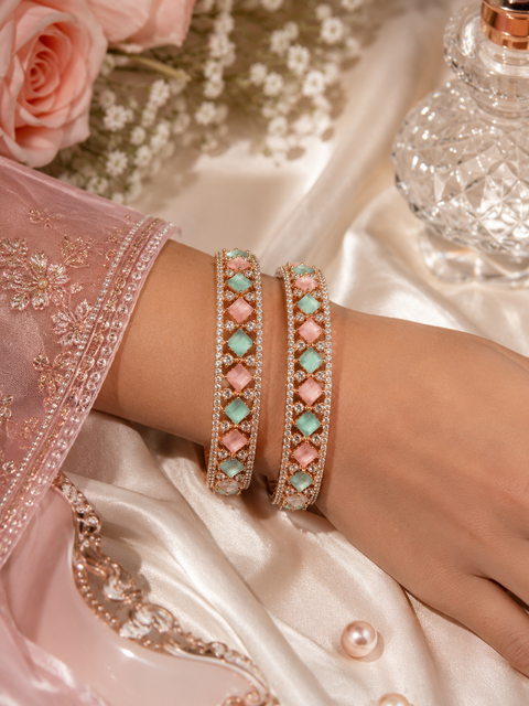 Beautiful American Diamond Bangles ( slight variations in color and design is possible)