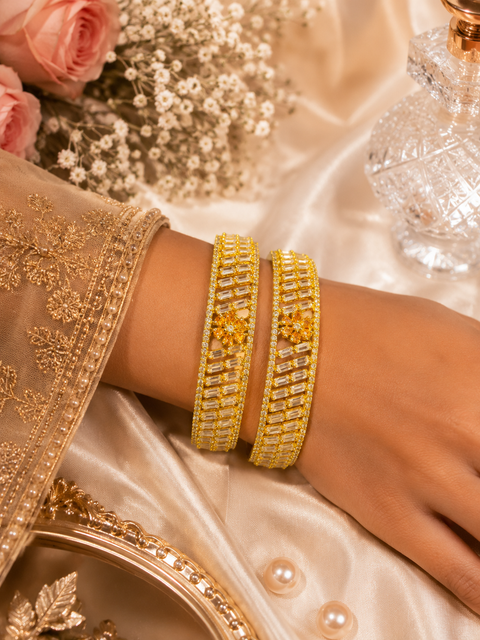 Golden and silver design American diamond Kade (2 Kade)(slight variations in color and design is possible)