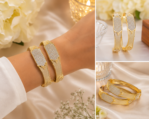 AD Bangles Gold Plated (Slight variations in color and design is possible)