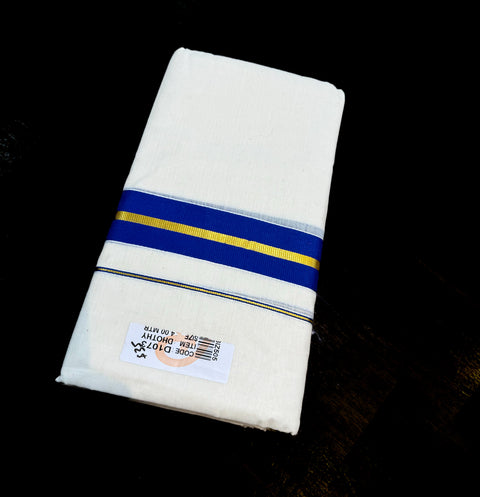 LWoven Cotton Kerala Mundu / Dhoti in Off White ( 4 mtrs )