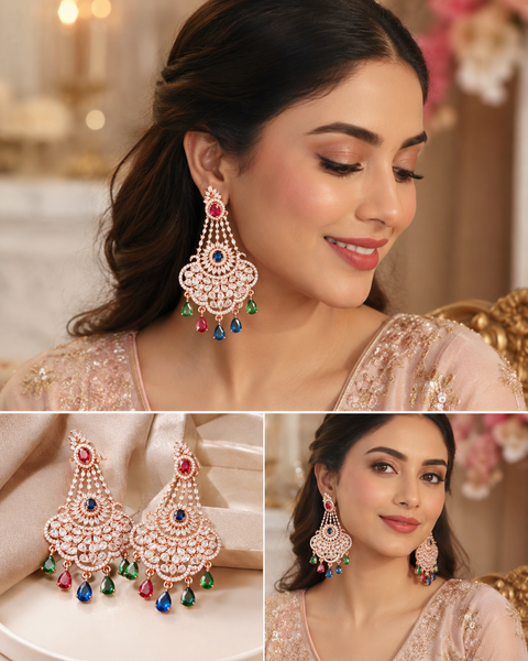 Rose gold American Diamond stones very classy and beautiful earrings