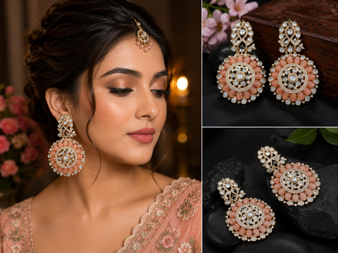 Golden American Diamond stones very classy and beautiful earrings (Slight variations in color and design is possible)