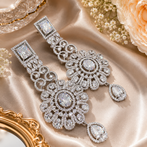 Amazing and stylish American Diamond Earrings (slight variations in color and design is possible)
