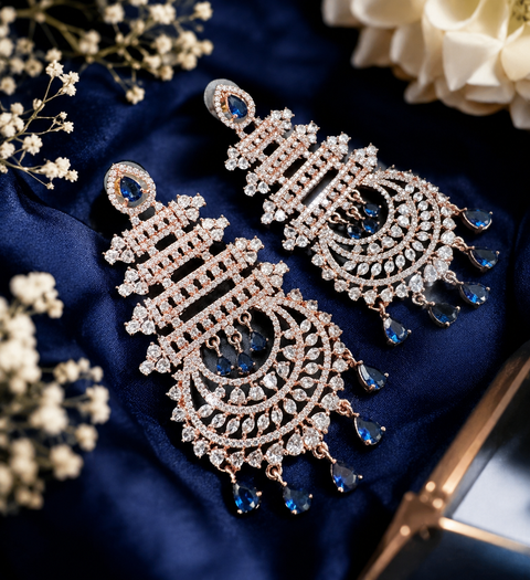 Bigger size Amazing and stylish American Diamond Earrings (slight variations in color and design is possible)