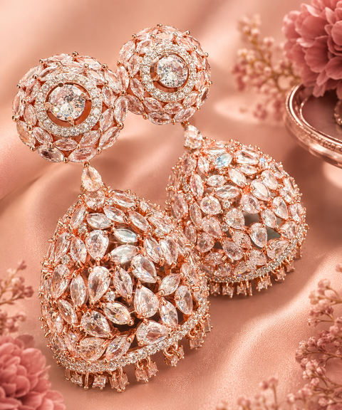 Bigger size Amazing and stylish American Diamond Jhumka (slight variations in color and design is possible)