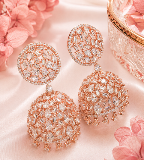 Amazing and stylish American Diamond Jhumka (slight variations in color and design is possible)