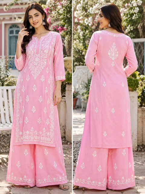 Very soft rayon-based kurti with elegant Lucknowi embroidery at front & back, giving it a graceful and timeless look. Pants are not included – this is kurti only. Slight variation in color and design is possible