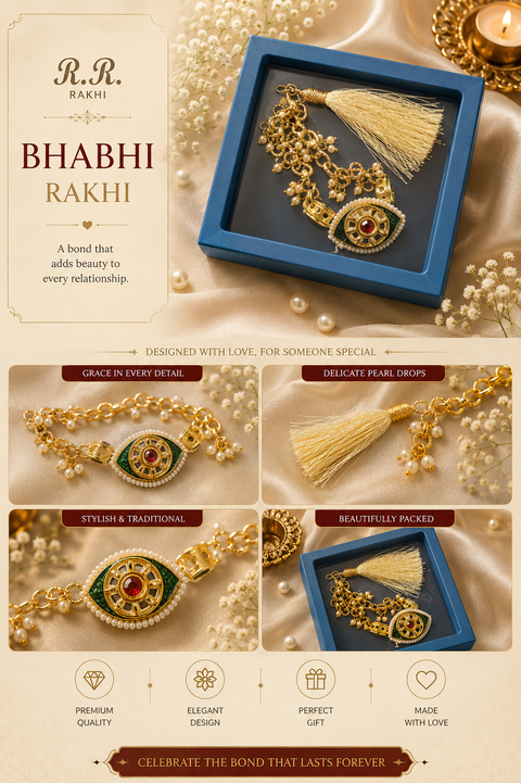 Bhabhi Rakhi Stylish designer  with original kundan detailing, presented in a premium gift box  (price per bracelet)