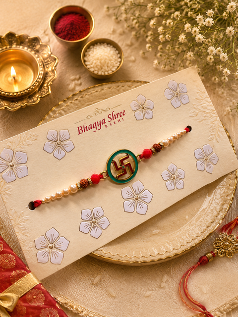 Beautiful swastik Rakhi in nice pack