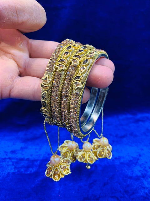 Jerkan bangles with latkan set (4 Bangles)