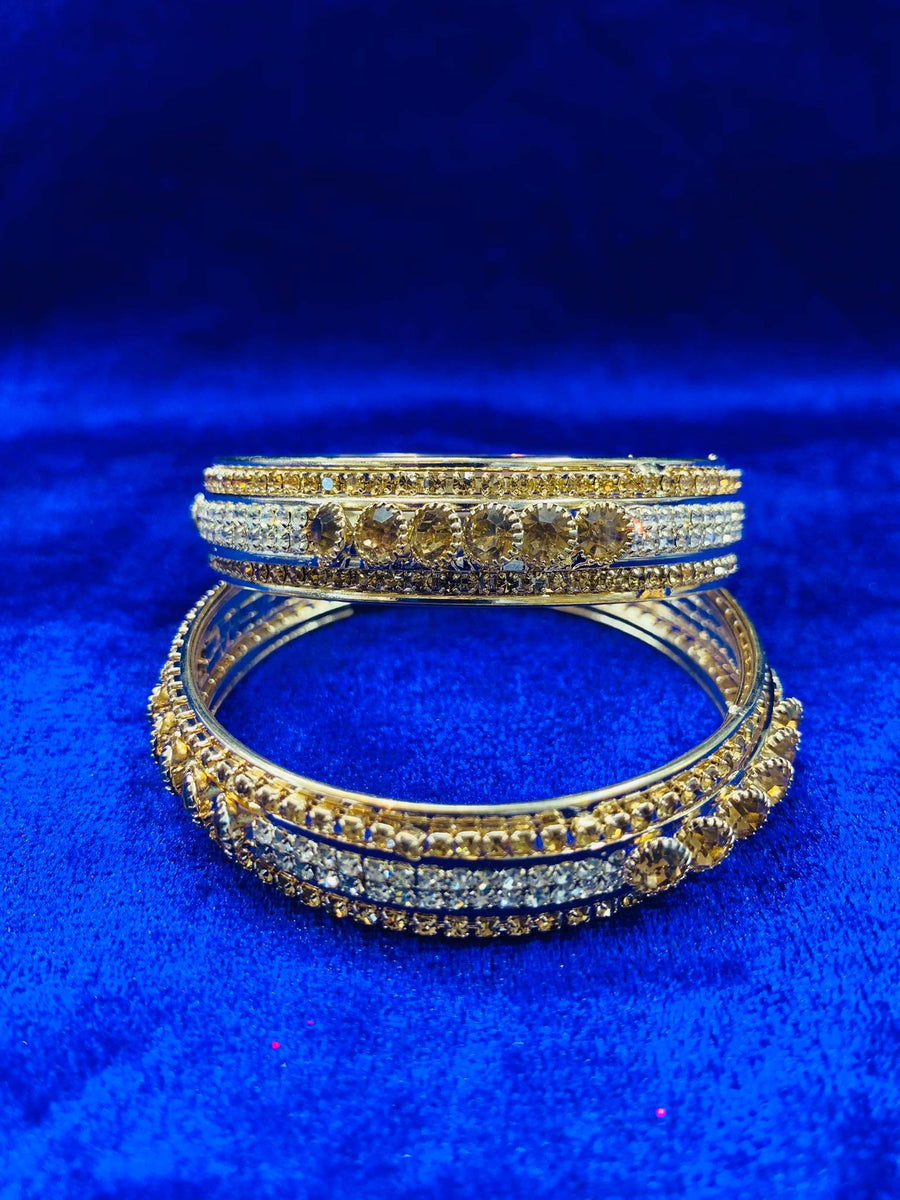 Jarkan Stone Broad Bangle Or Kada– Saheli Ethnic Indian Wear