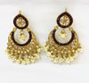 dark mehroonwith pearl & Kundan earring set