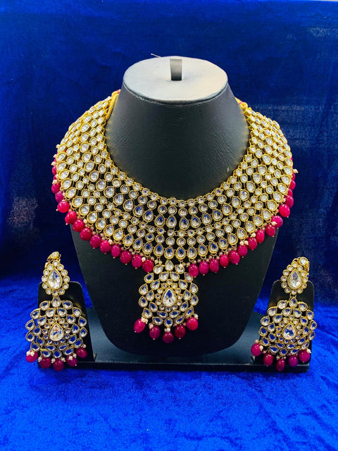 kundan bridal necklace with ruby beads (and all accessories)
