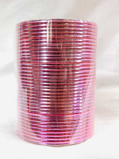 Size- 2.6 Lite Pink Shiny Metal Bangles , 3dozen In One Set