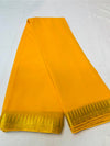 yellow plain chiffon saree with gold zari border