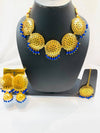 Punjabi Necklace set with blue pearls