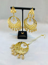 Golden Jadau Traditional Punjabi Earring & Tika Set