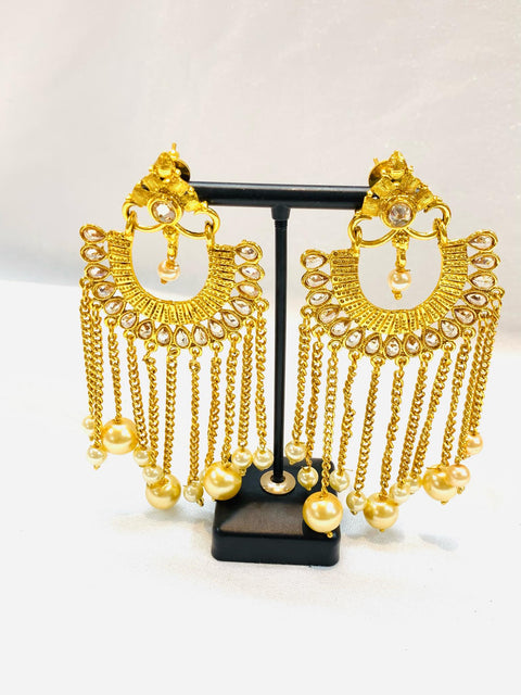 latest ethnic earrings with polki stones