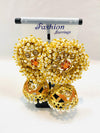 Polki & orange stone with pearls designer jhumka set