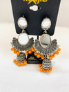 Oxidised earrings with orange pearls