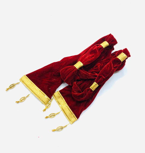Indian groom wedding stall on velvet fabric with hand work