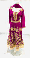 Purple georgette heavy embroidered suit size 46 (upto 48)