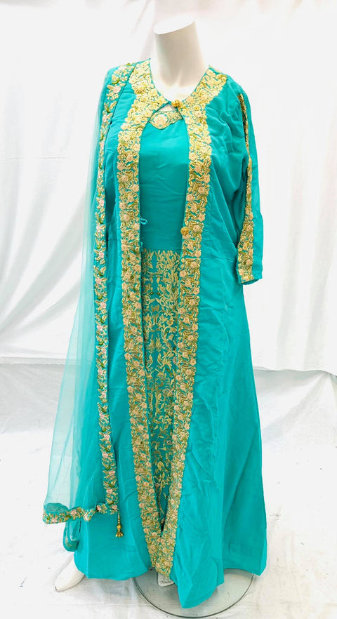 latest pure georgette fabric based dress with heavy thread embroidery Size-38 (upto 42)