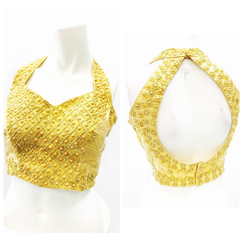 Size 42 Heavy Stone Work Golden Blouse (Upto Size 44)