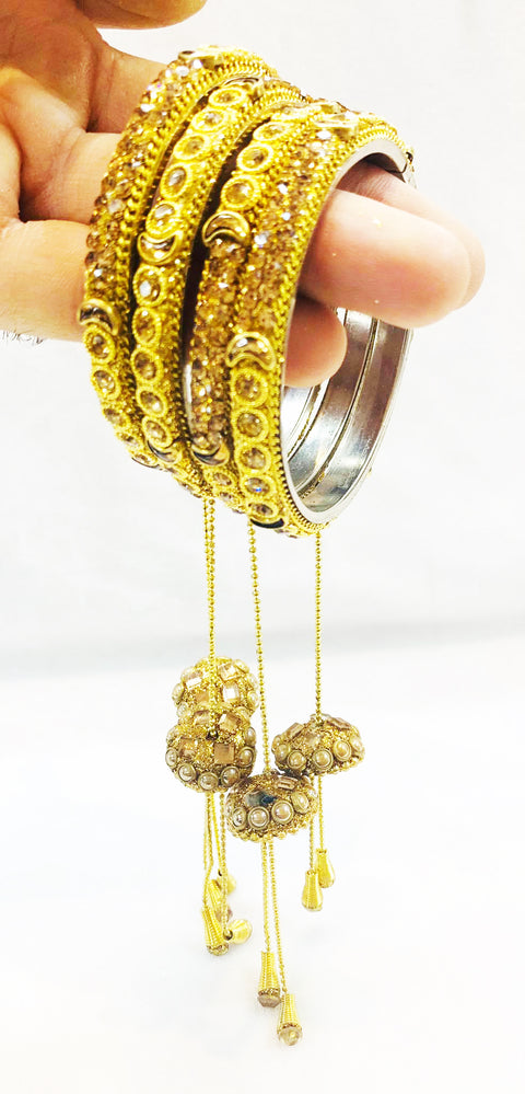 Jerkan bangles with latkan set (4 Bangles)
