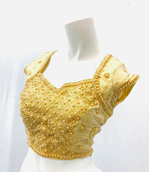Size 42 Heavy Stone Work Golden Blouse (Upto Size 44)