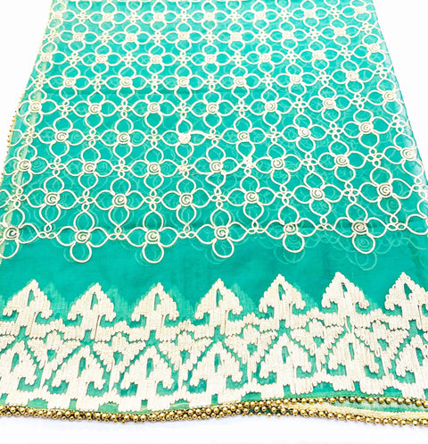 Green Organza fabric dupatta with gotta pati work
